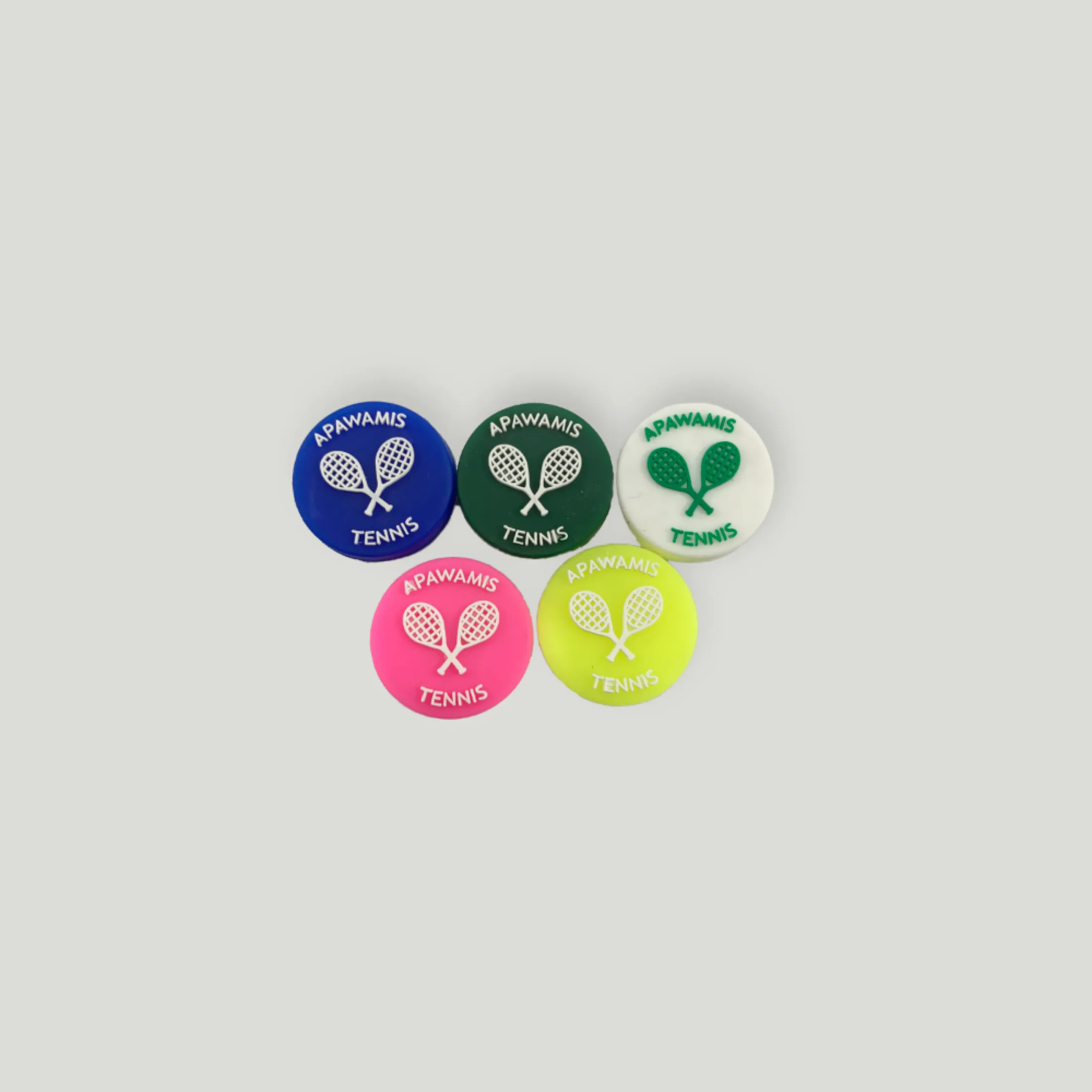 Apawamis Tennis dampeners in five custom colors